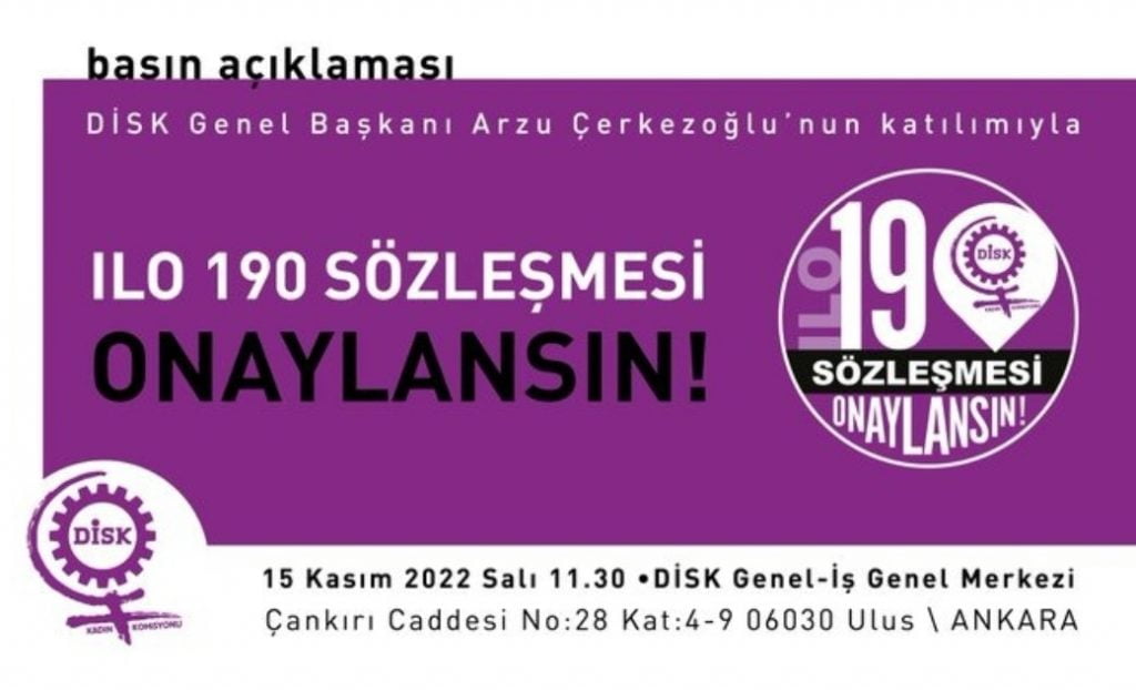 DİSK: ILO’nun 190 Sayılı Şiddet ve Taciz Sözleşmesi Onaylansın!